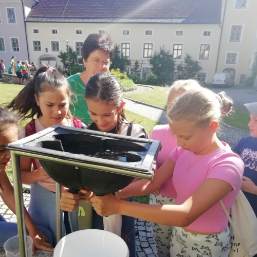 Schulkinder auf dem Bauernhof