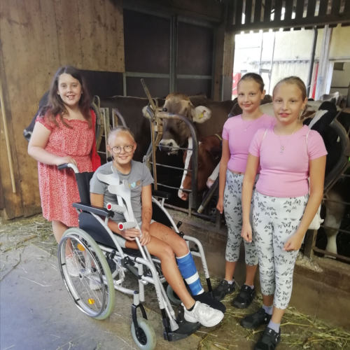 Schulkinder auf dem Bauernhof